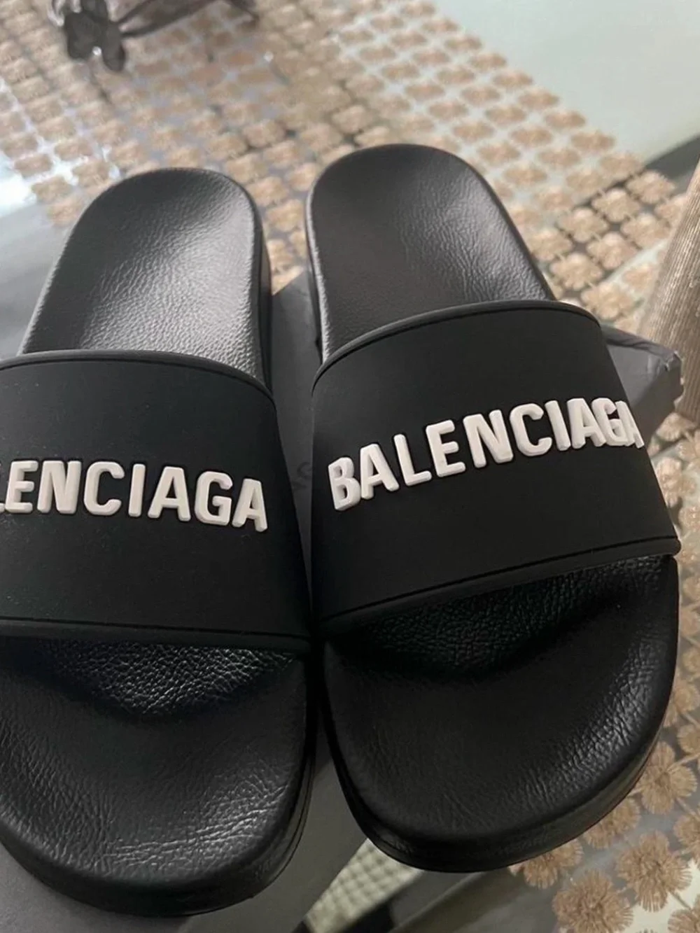 Men's Black Slide Sandals US 9